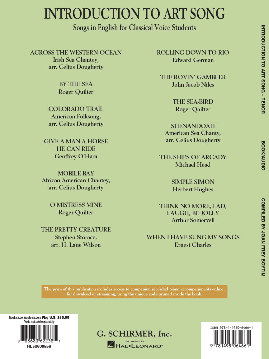 Introduction to Art Song for Tenor - with Recorded Piano Accompaniments