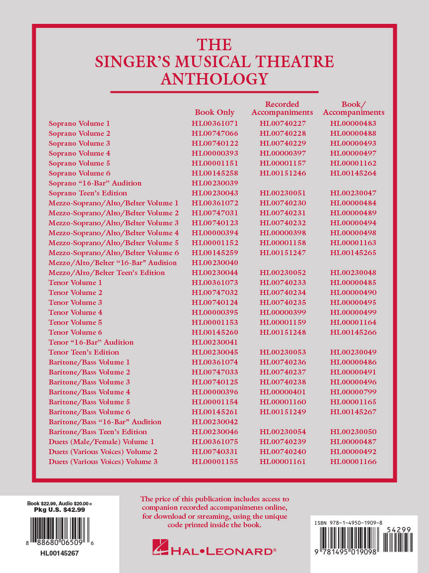 Singer's Musical Theatre Anthology - Baritone/Bass with Recorded Accompaniment Vol 6