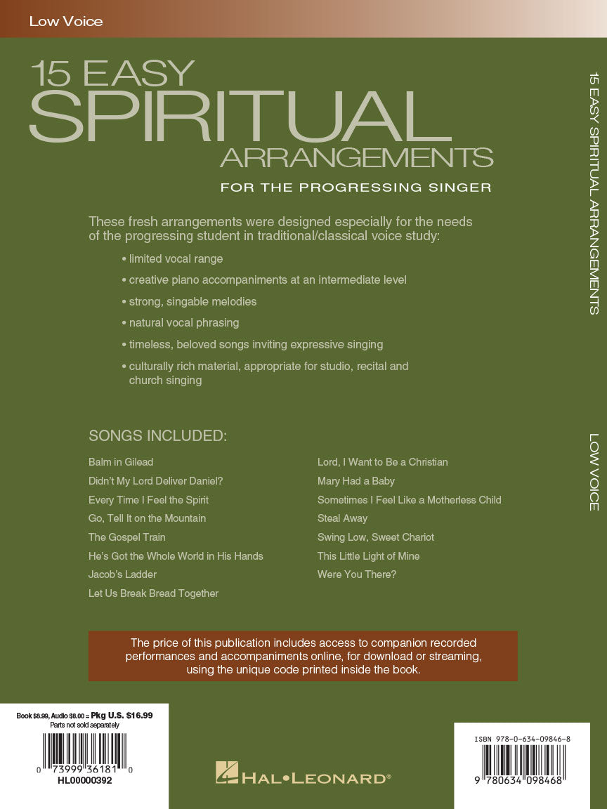 15 Easy Spiritual Arrangements for the Progressing Singer Low Voice