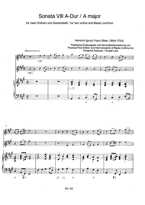 Biber: Sonata VIII A-Dur / A Major