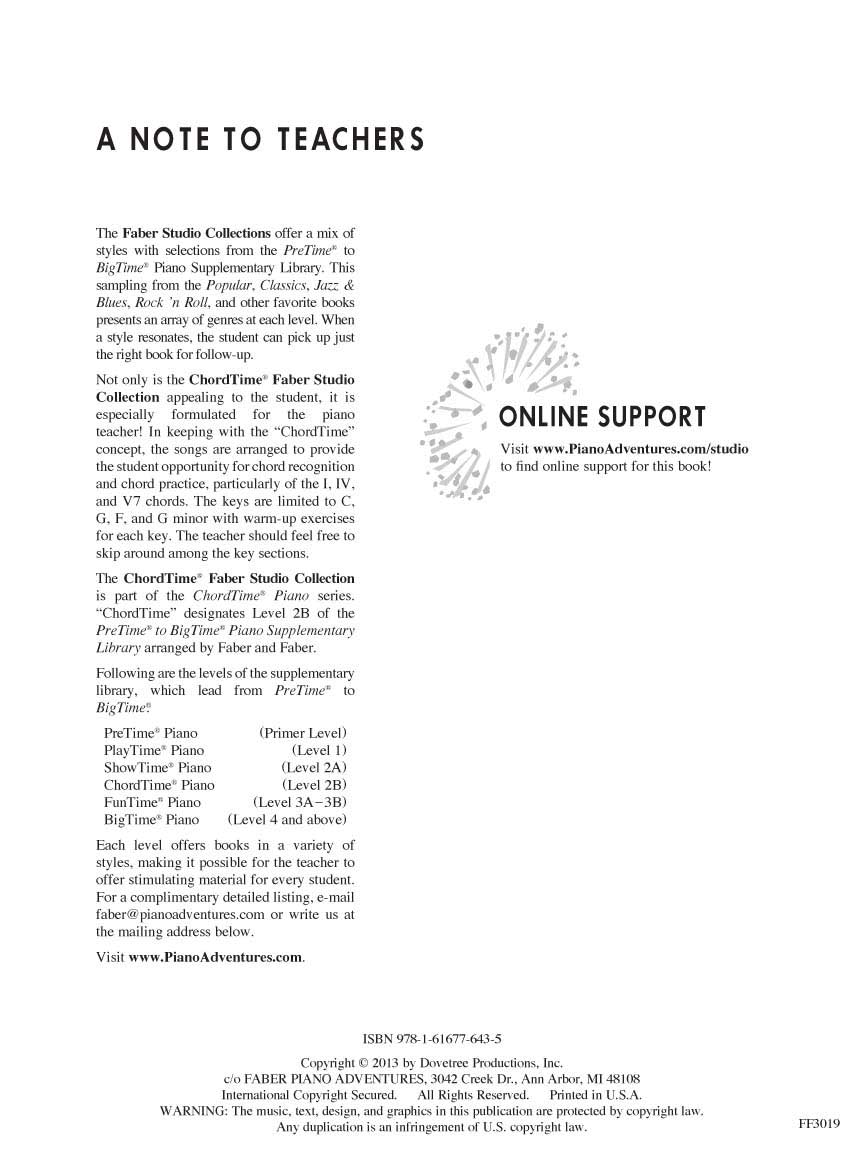 Faber Studio Collection Selections from ChordTime® Piano Level 2B