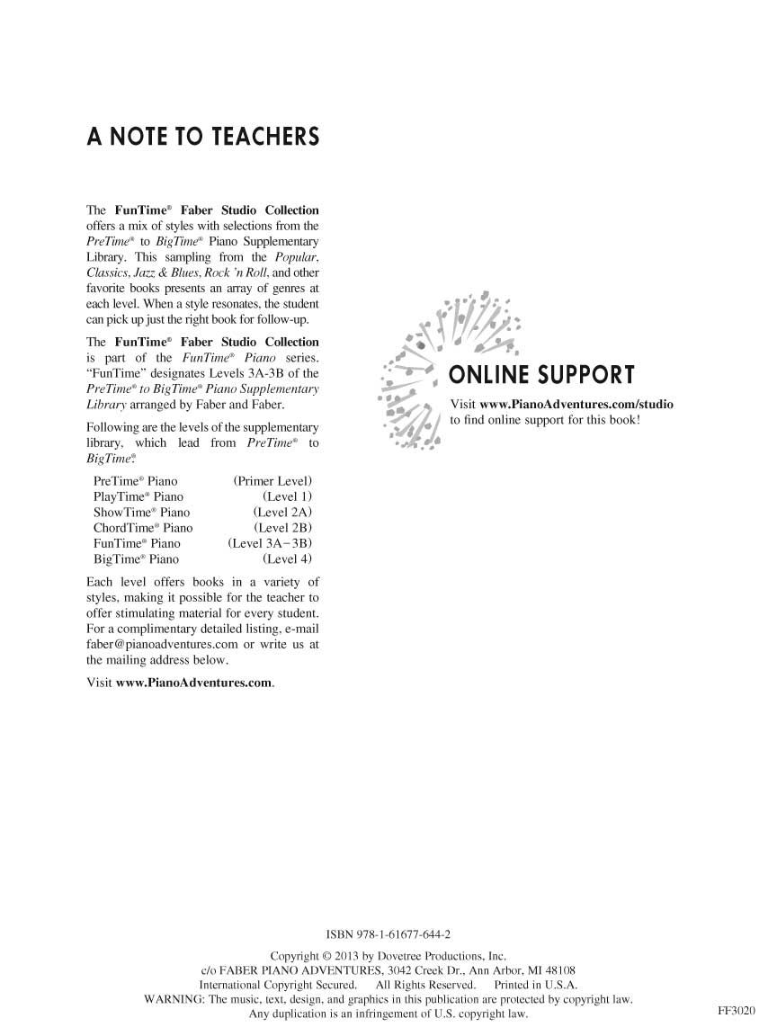 Faber Studio Collection Selections from FunTime® Piano Level 3A-3B