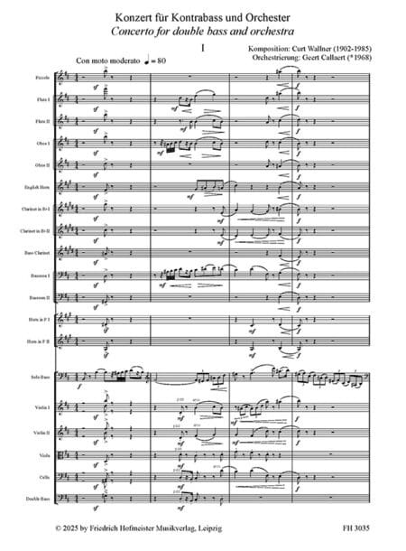 Wallner: Concerto for Double Bass and Orchestra (Full Score)