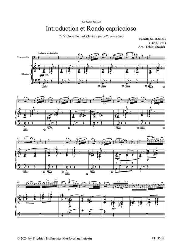 Saint-Saëns: Introduction et Rondo capriccioso for Violin and Piano, op. 28 (arr. for Cello)
