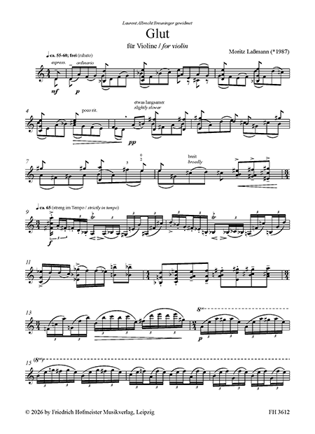 Lassmann: Glut for Solo Violin