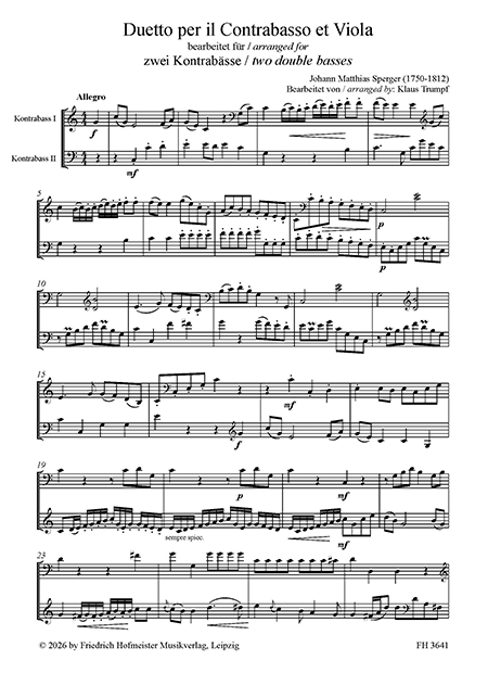 Sperger: Duetto per il Contrabasso - Two Double Basses