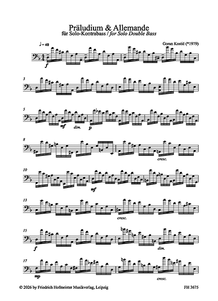 Kostic: Praeludium & Allemande - Solo Double Bass