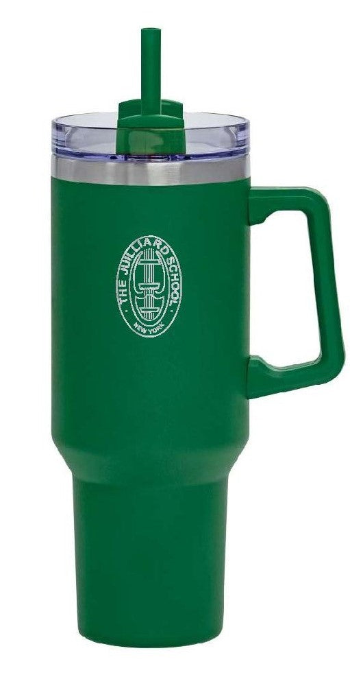 Travel Mug: 40oz stainless steel vacuum-insulated tumbler with matching straw