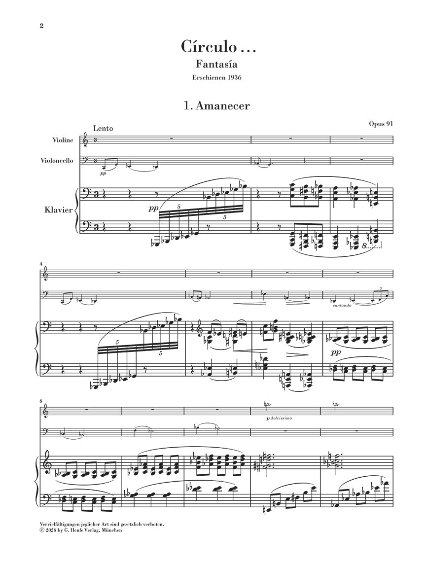Turina: Círculo... Op. 91 Piano Trio, sample page 1 (Henle Horizons, HN 8208)
