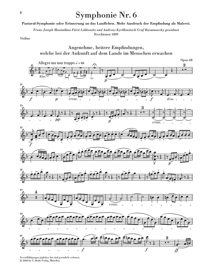 Beethoven: Symphony No. 6 F Major Op. 68 "Pastoral" Piano Trio, sample page 2 (Henle Horizons, HN 8236)