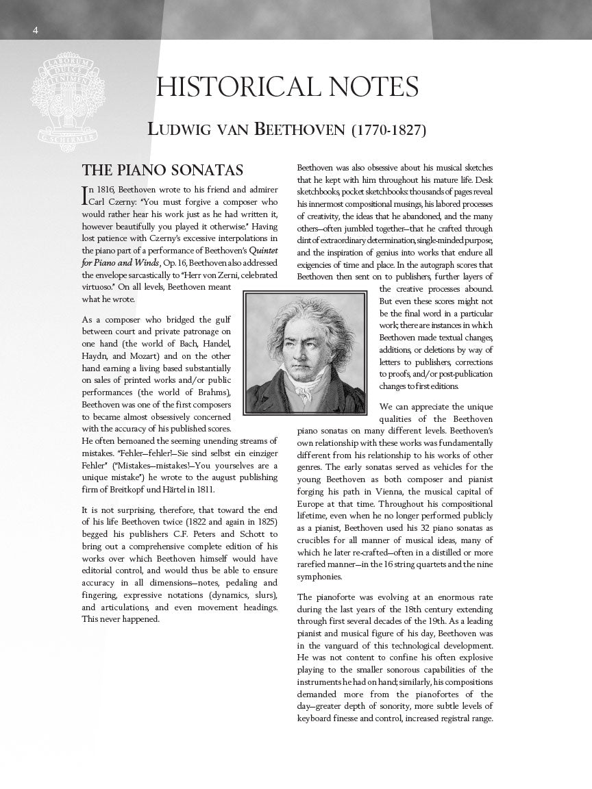 Beethoven - Six Selected Sonatas - Schirmer Performance Editions