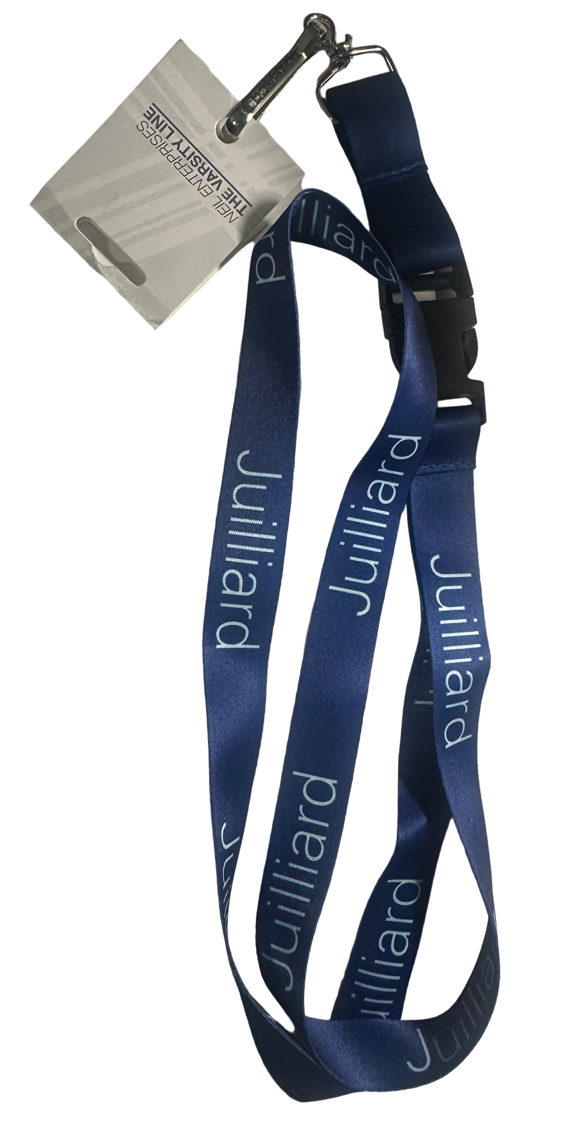 Lanyard: Juilliard Navy with white logo, detachable clip