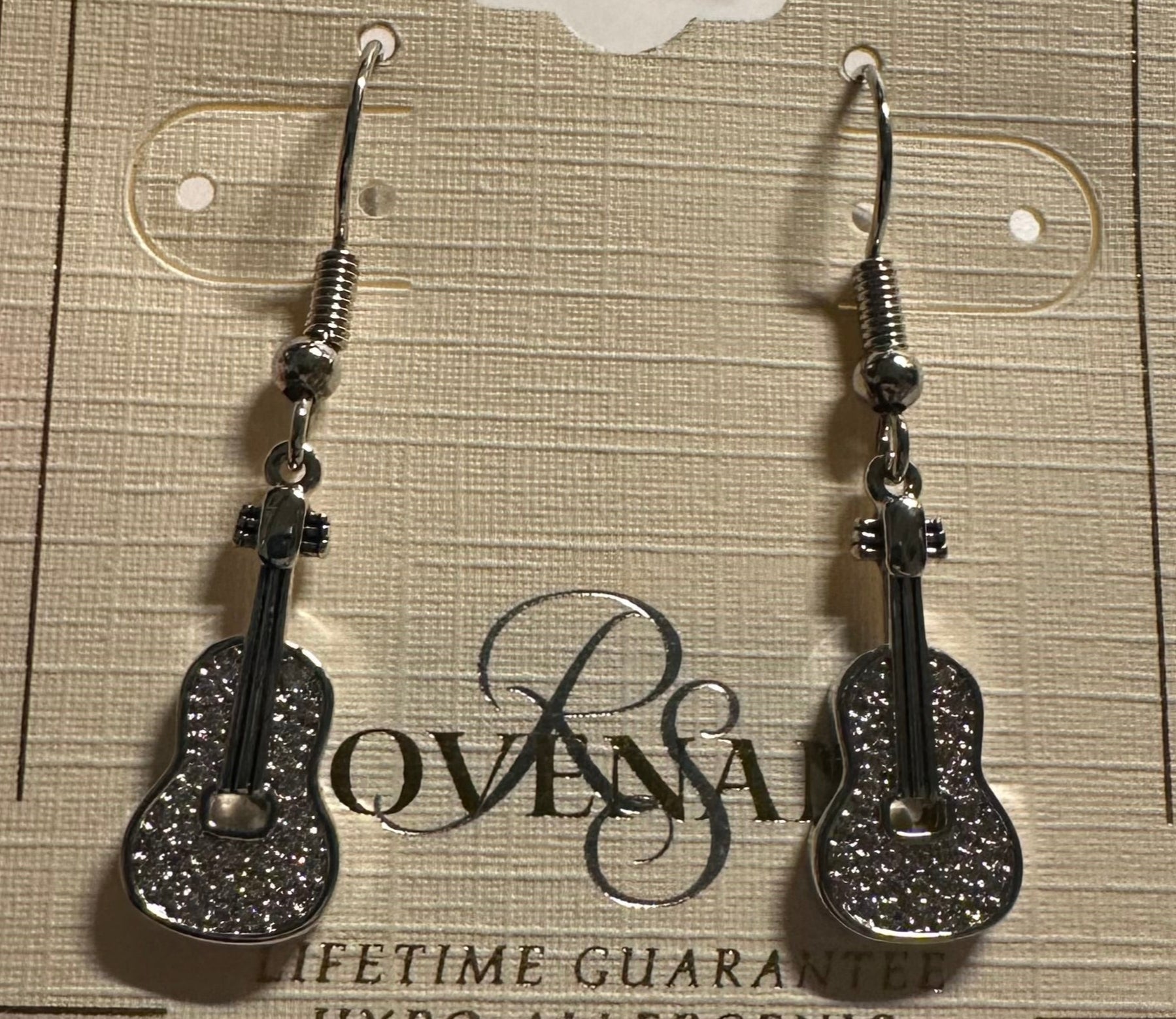 Earrings: Guitars with stones on them