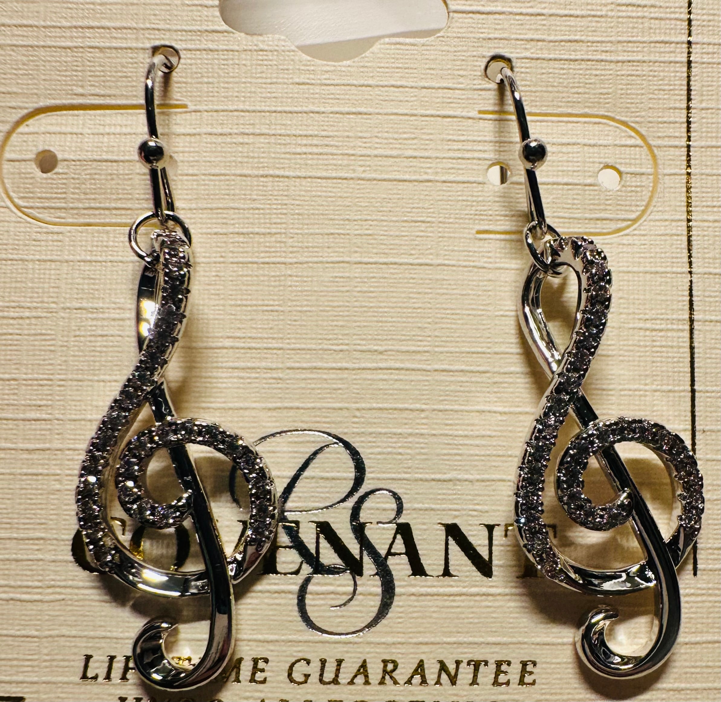 Earrings: Treble Clefs with stones on them