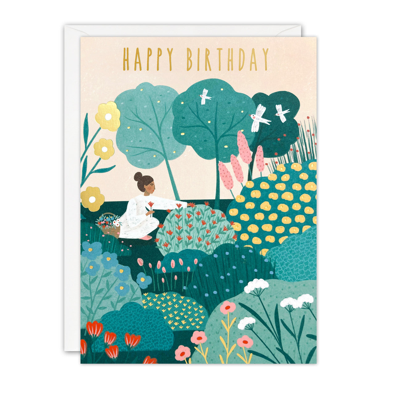 Card: Picking Flowers - "HAPPY BIRTHDAY" on front (blank inside)