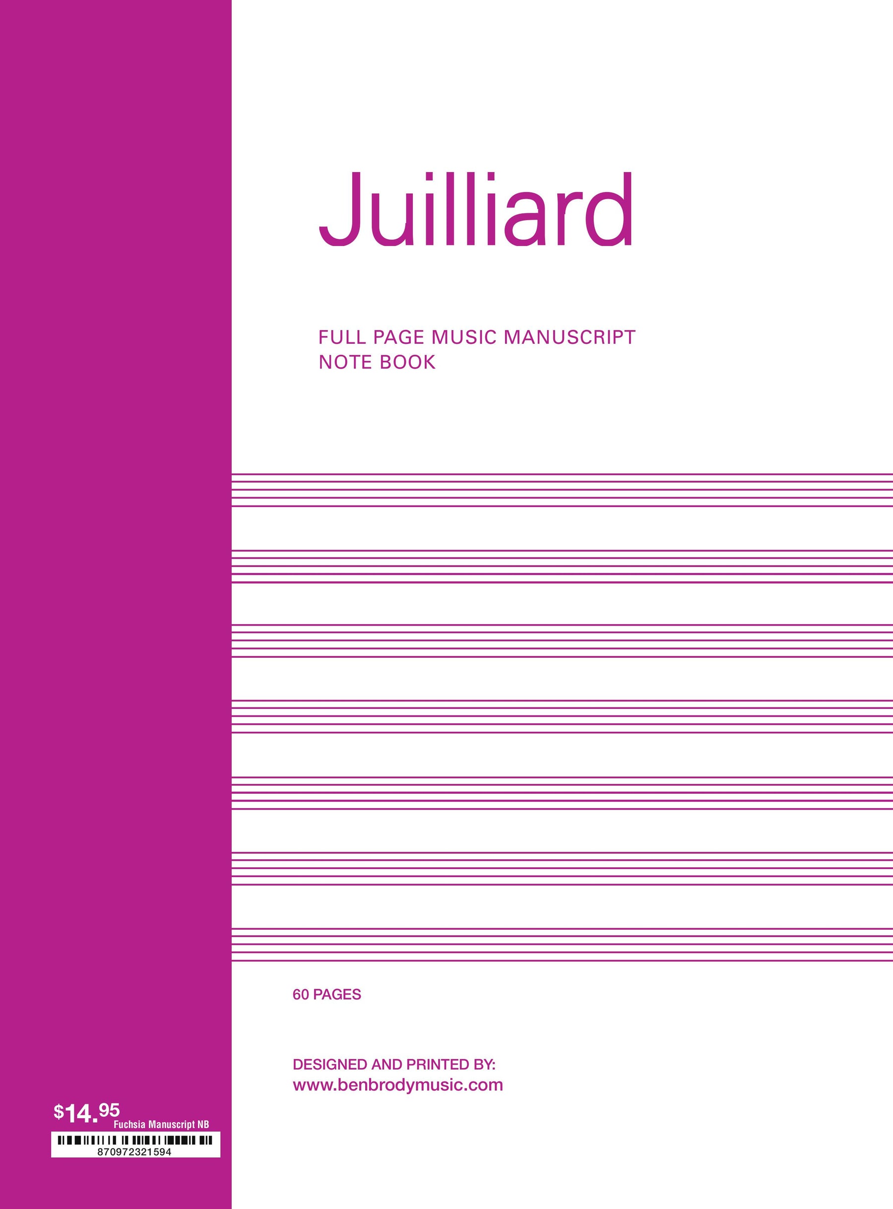 Manuscript Paper Wire-bound Notebook: Juilliard BBM/Descant, 60pgs (8.5" x 11")