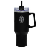 Travel Mug: 40oz stainless steel vacuum-insulated tumbler with matching straw