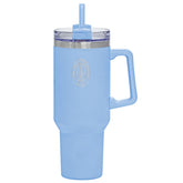 Travel Mug: 40oz stainless steel vacuum-insulated tumbler with matching straw