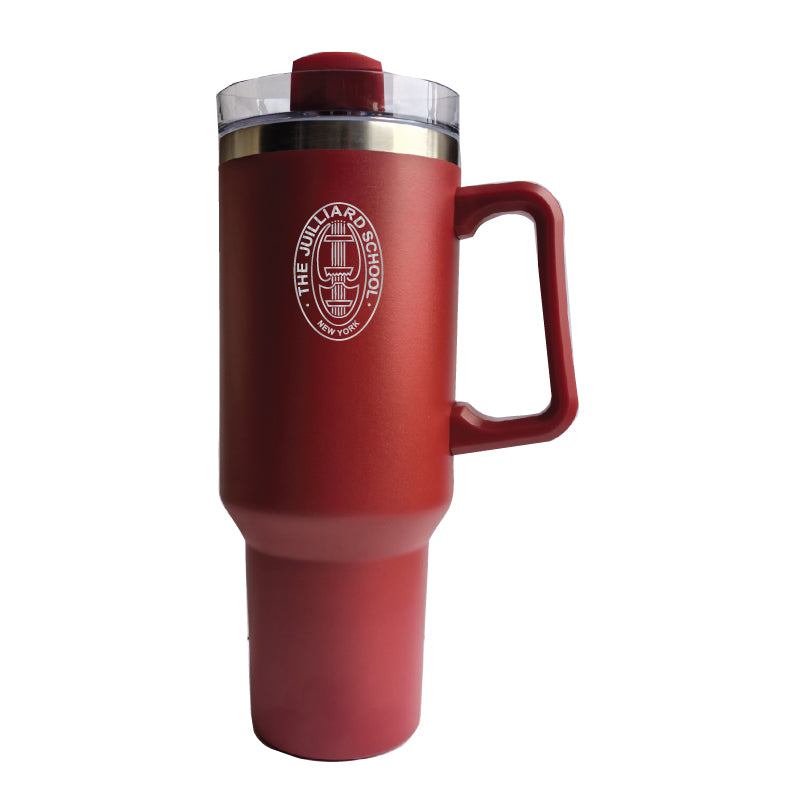 Travel Mug: 40oz stainless steel vacuum-insulated tumbler with matching straw