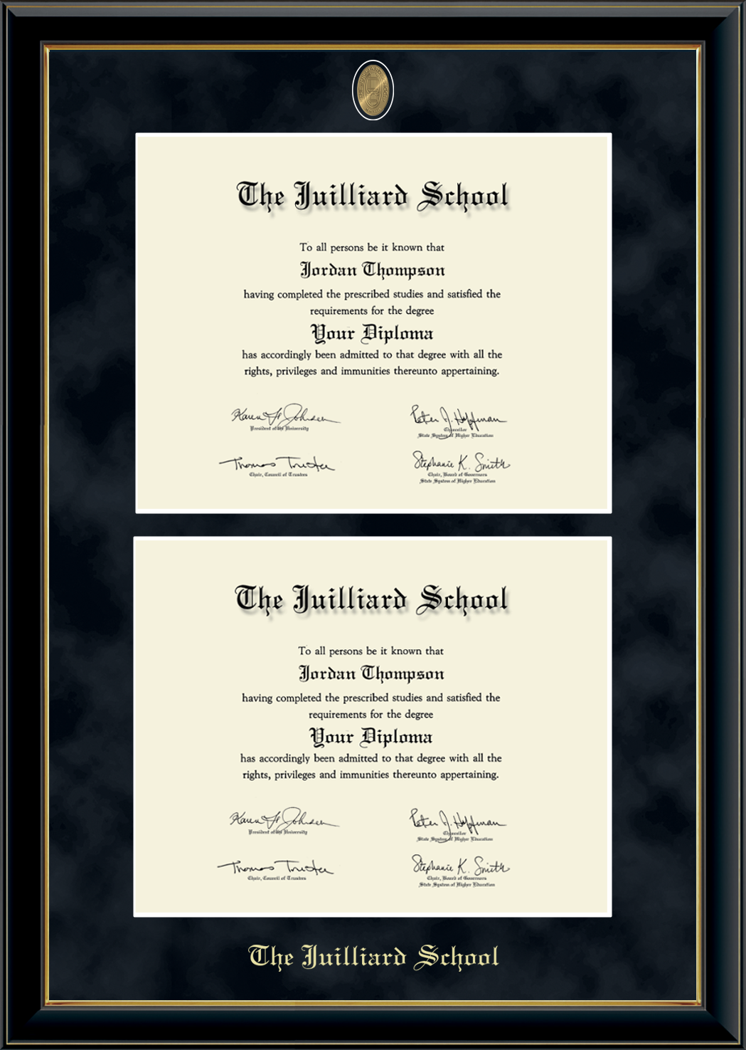 Diploma Frame: Juilliard Double Diploma Onyx Gold Black Suede (431697)*