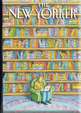 Magnet: Laptop in a Library New Yorker Cover (2.5" x 3.5")