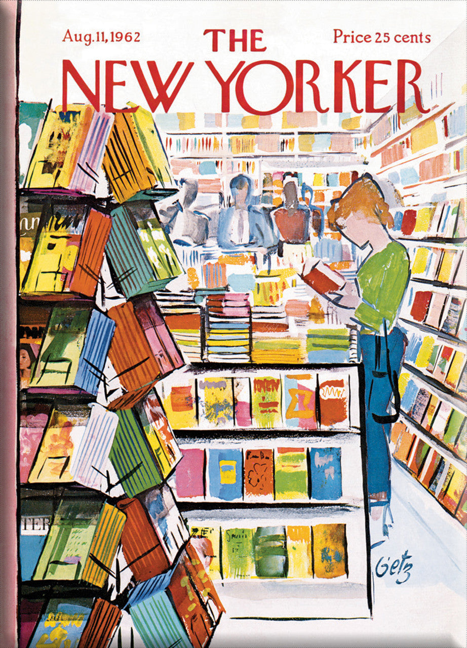 Magnet: Bookstore Browsing - New Yorker Cover (2.5" x 3.5")