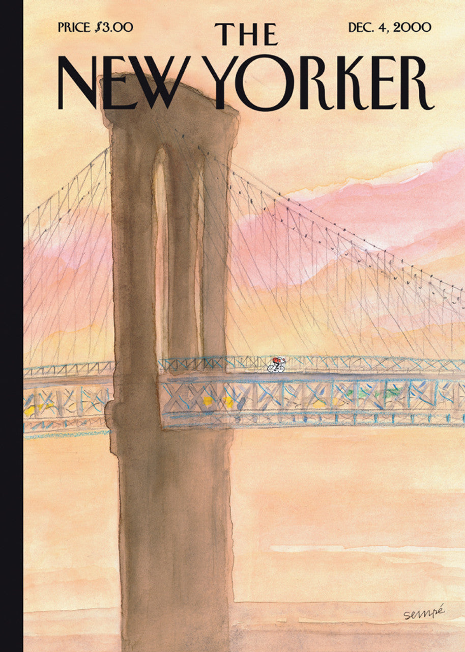 Card: Biking the Bridge -  New Yorker Card (blank inside)