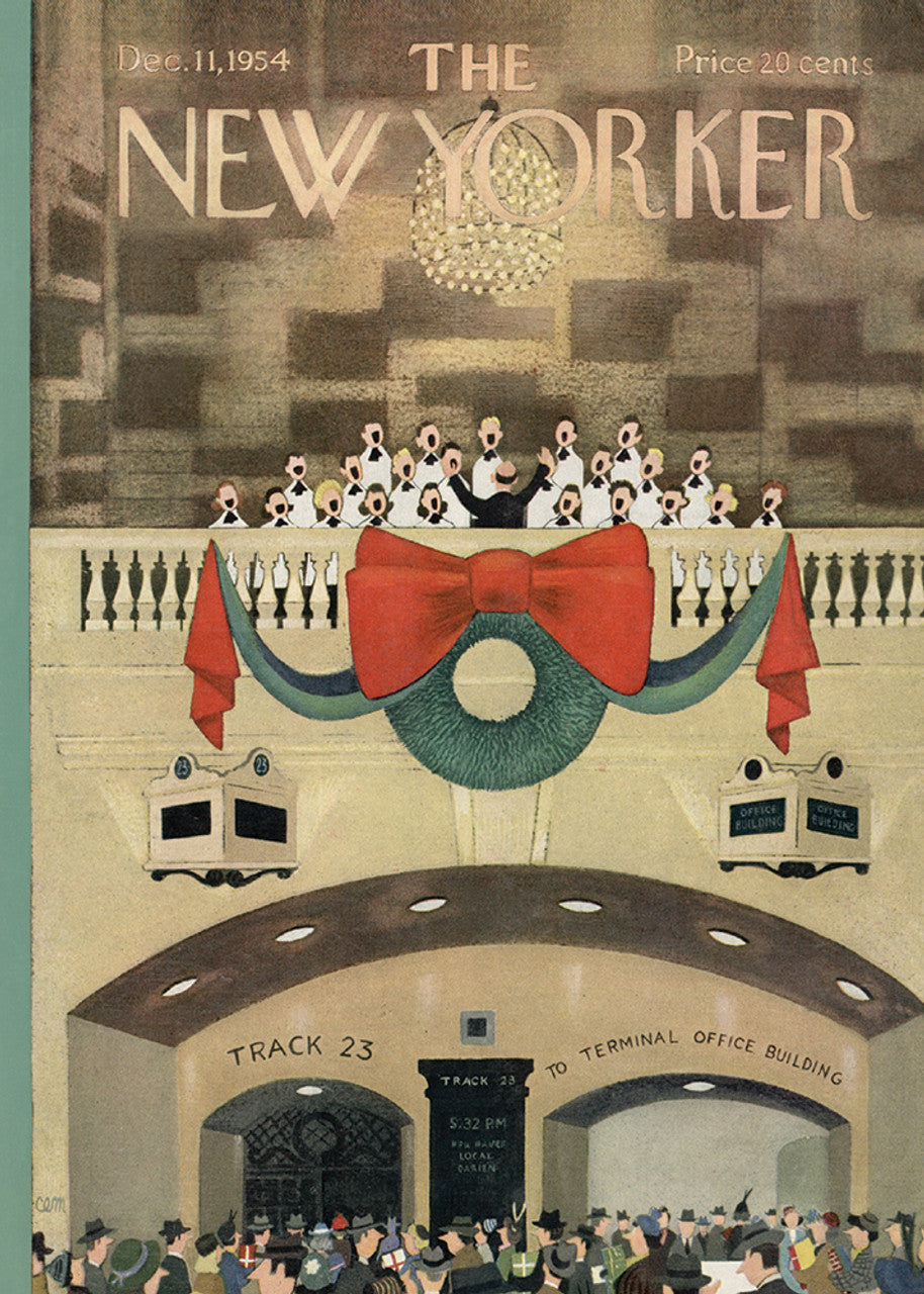 Card: Choir at Grand Central Station - New Yorker Cover (Inside: With All Good Wishes for Christmas and the New Year")