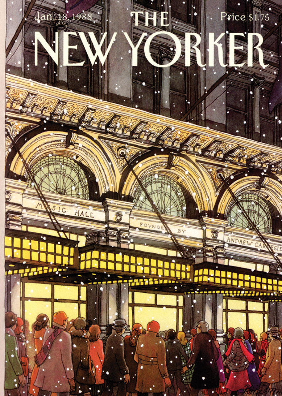 Card: Winter Outside Carnegie Hall - New Yorker Card ("Season's greetings")