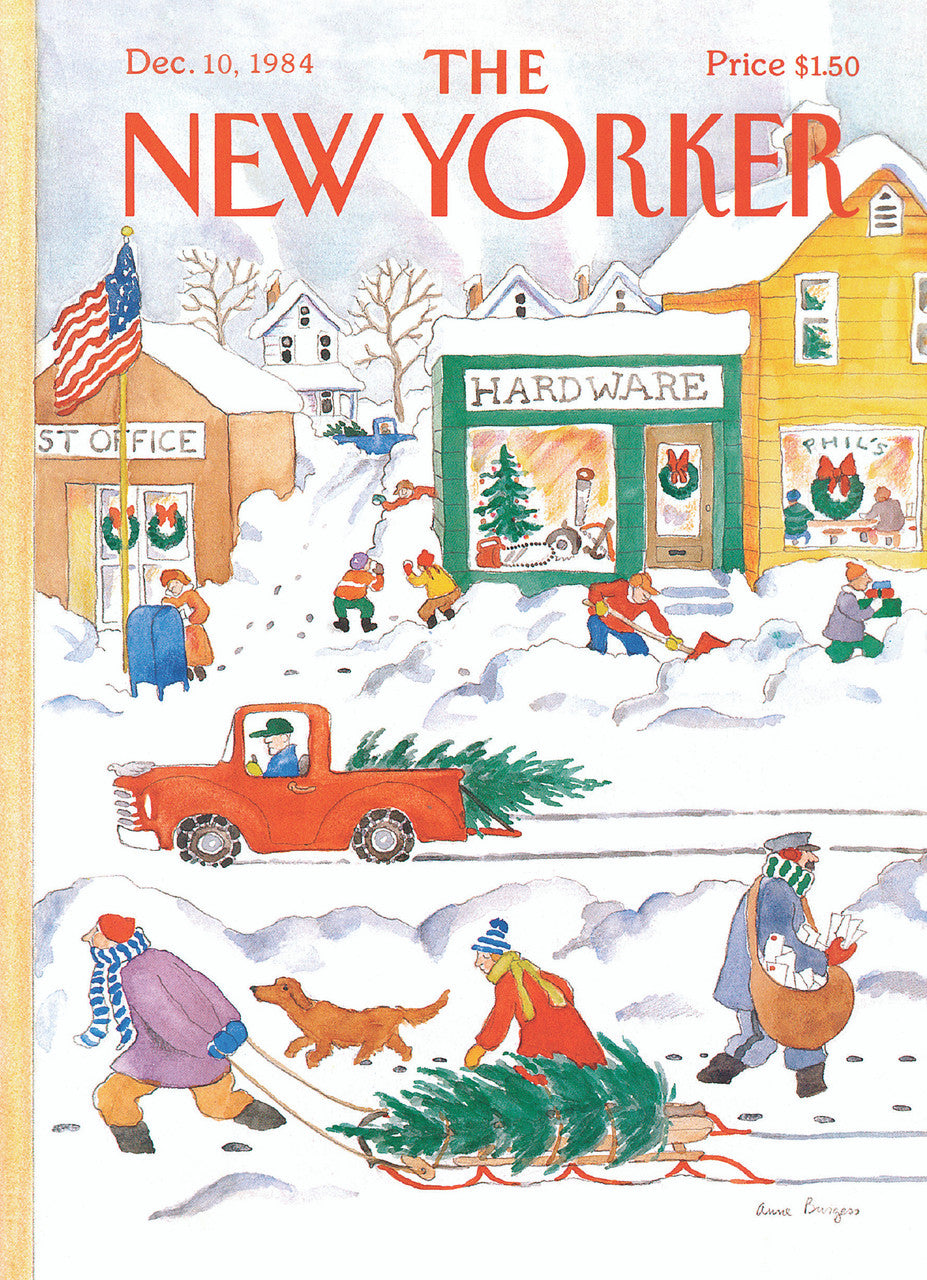 Card: Suburban Winter - New Yorker Card (Inside: "With All Good Wishes for Christmas and and The New Year")