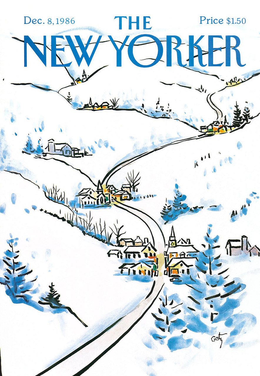 Card: Snow Covered Hills - New Yorker Cover Holiday Card (Inside: "Peace and Joy this Holiday Season")