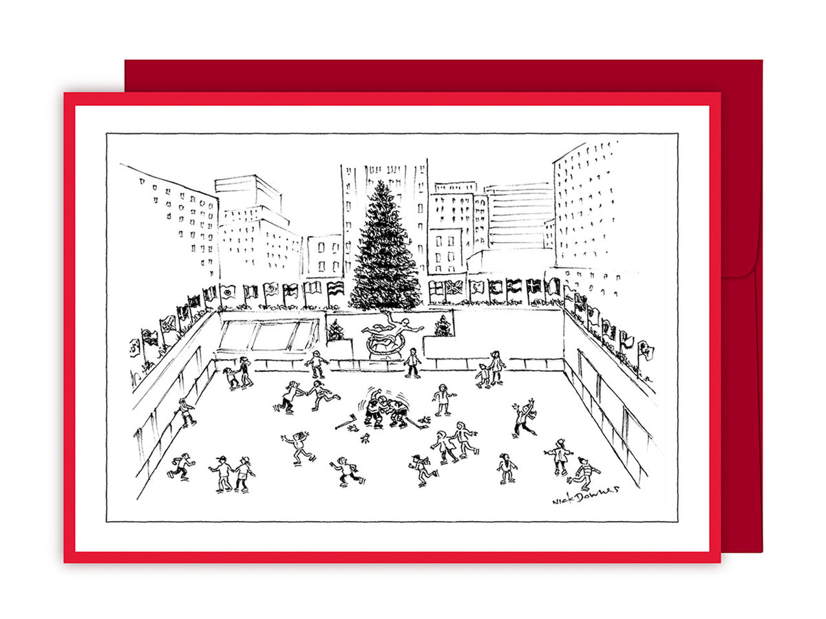 Card: Ice Fight Box of 8 - New Yorker Card ('Happy Holidays'.)