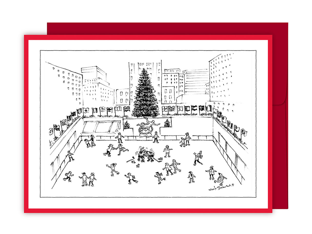 Card: Ice Fight Box of 8 - New Yorker Card ('Happy Holidays'.)