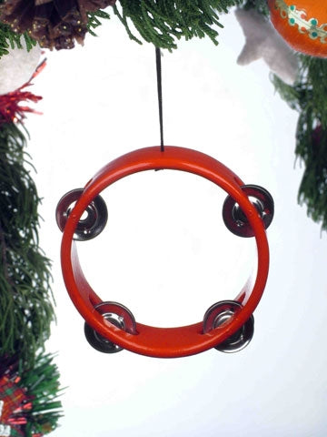 Ornament: 4.6" Red Tambourine