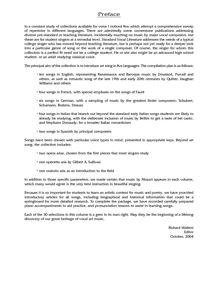 Standard Vocal Literature