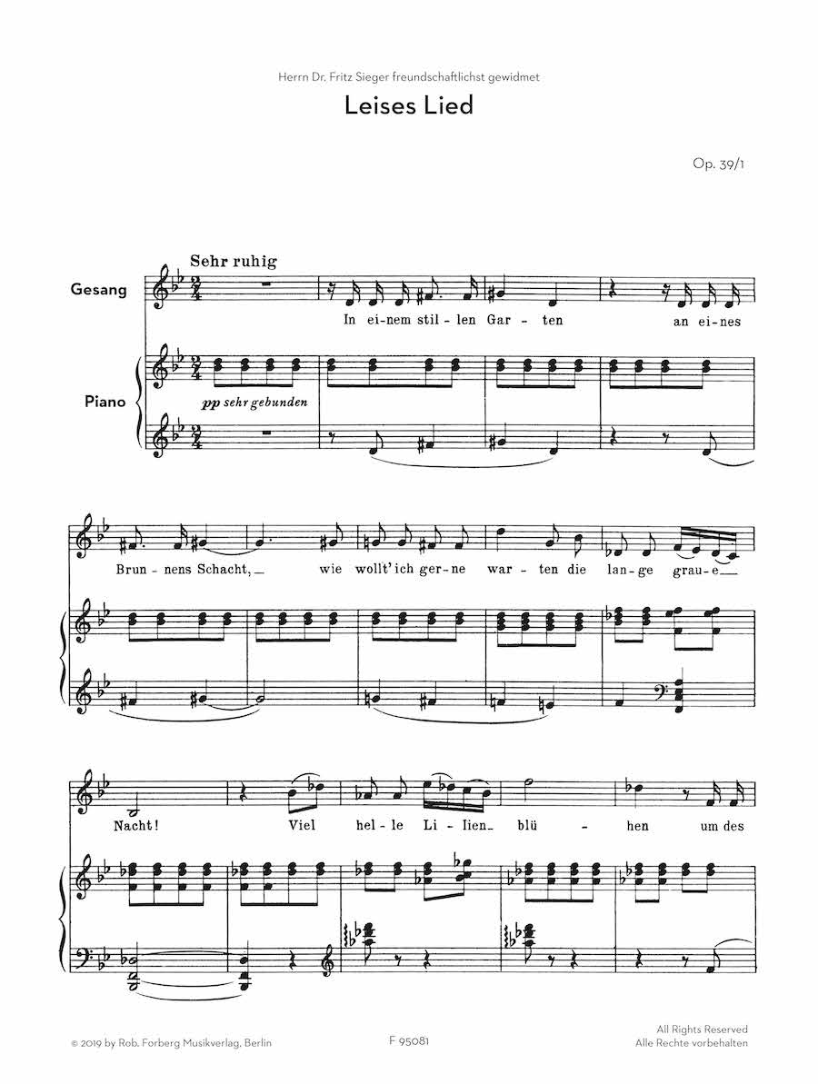 Strauss 5 Songs Op. 39 Voice and Piano