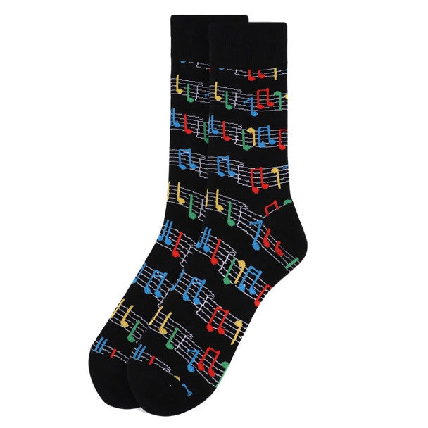 Socks: Men's Colorful Music Staff Socks