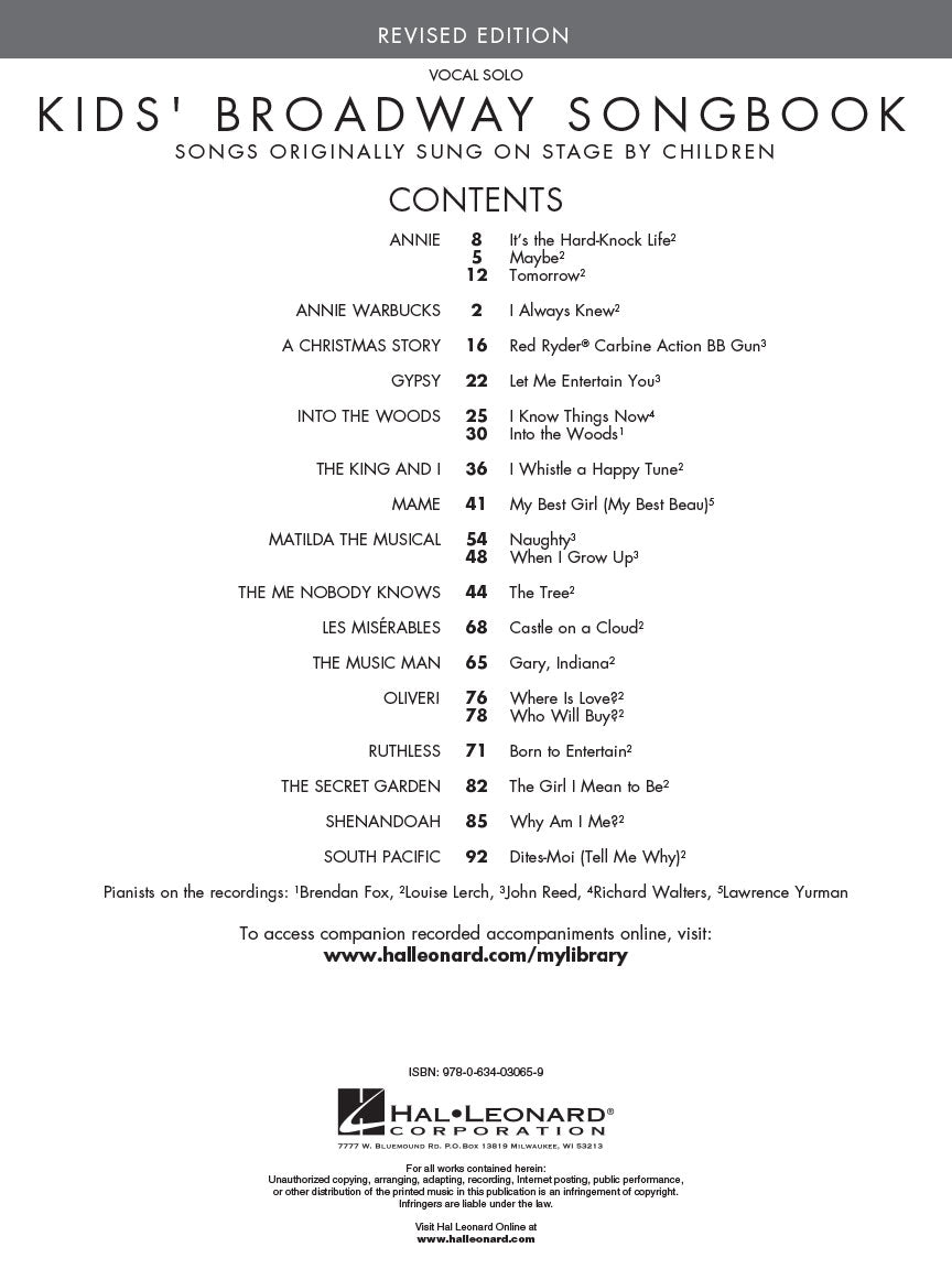 Kids' Broadway Songbook