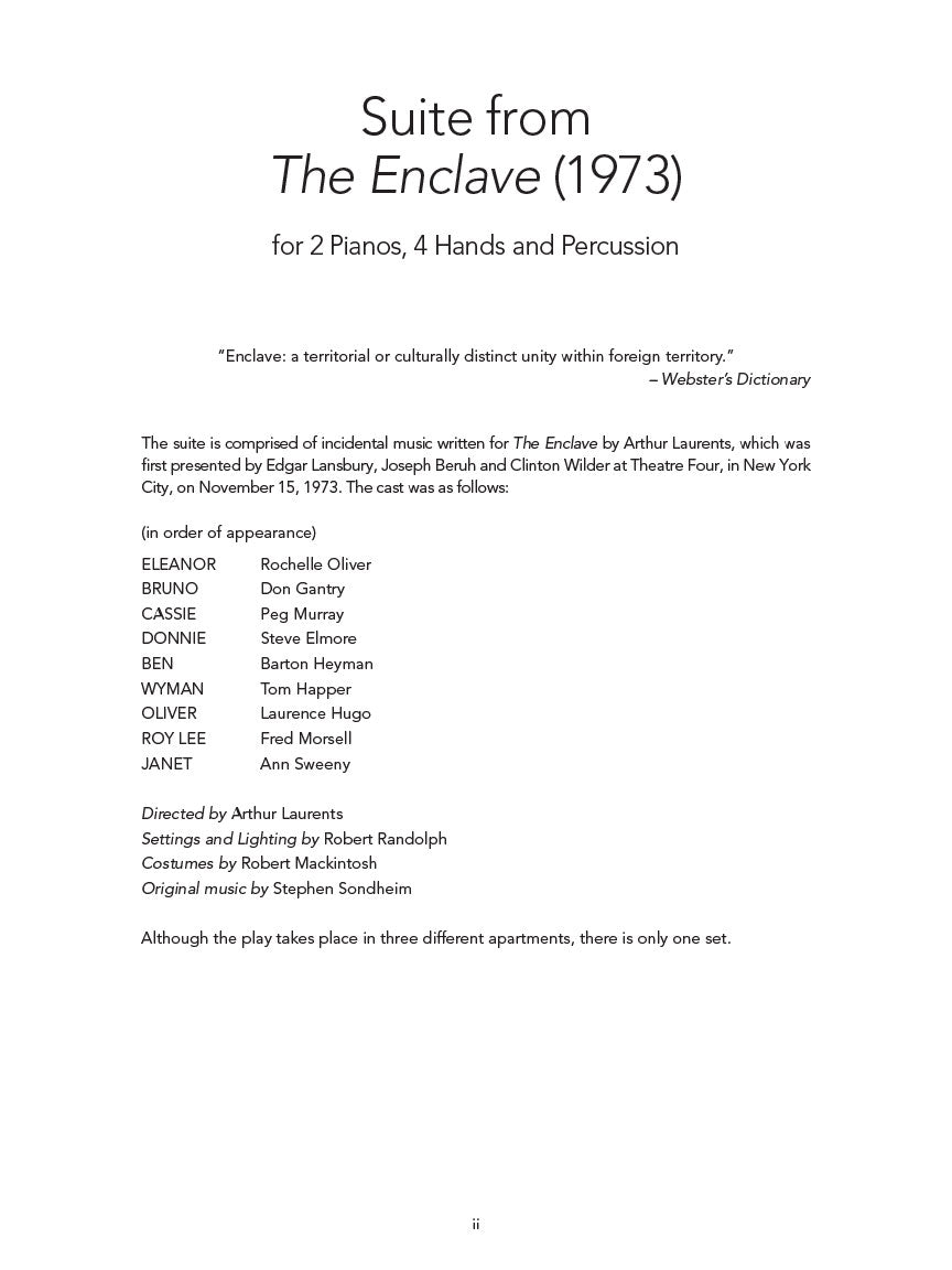 Enclave, The - Suite from - 2 Pianos, 4 Hands & Percussion
