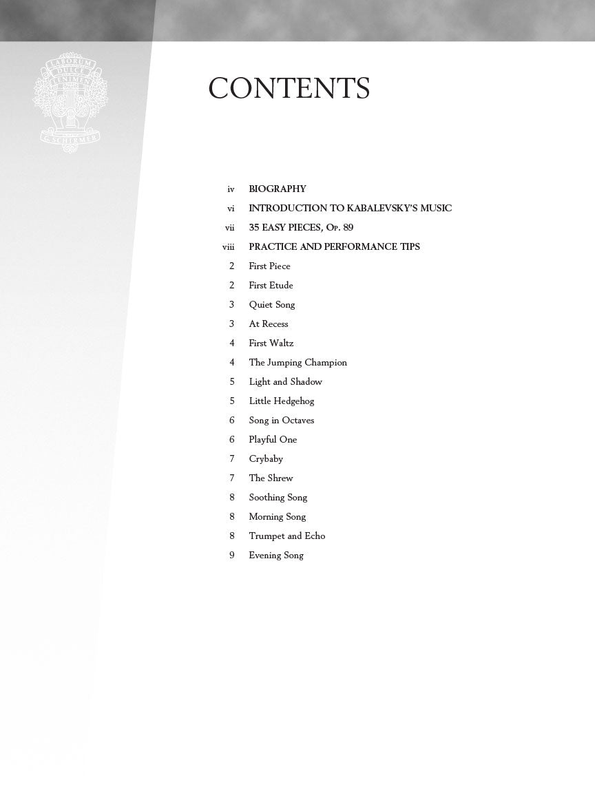 Kabalevsky - 35 Easy Pieces, Op. 89 for Piano - Schirmer Performance Editions