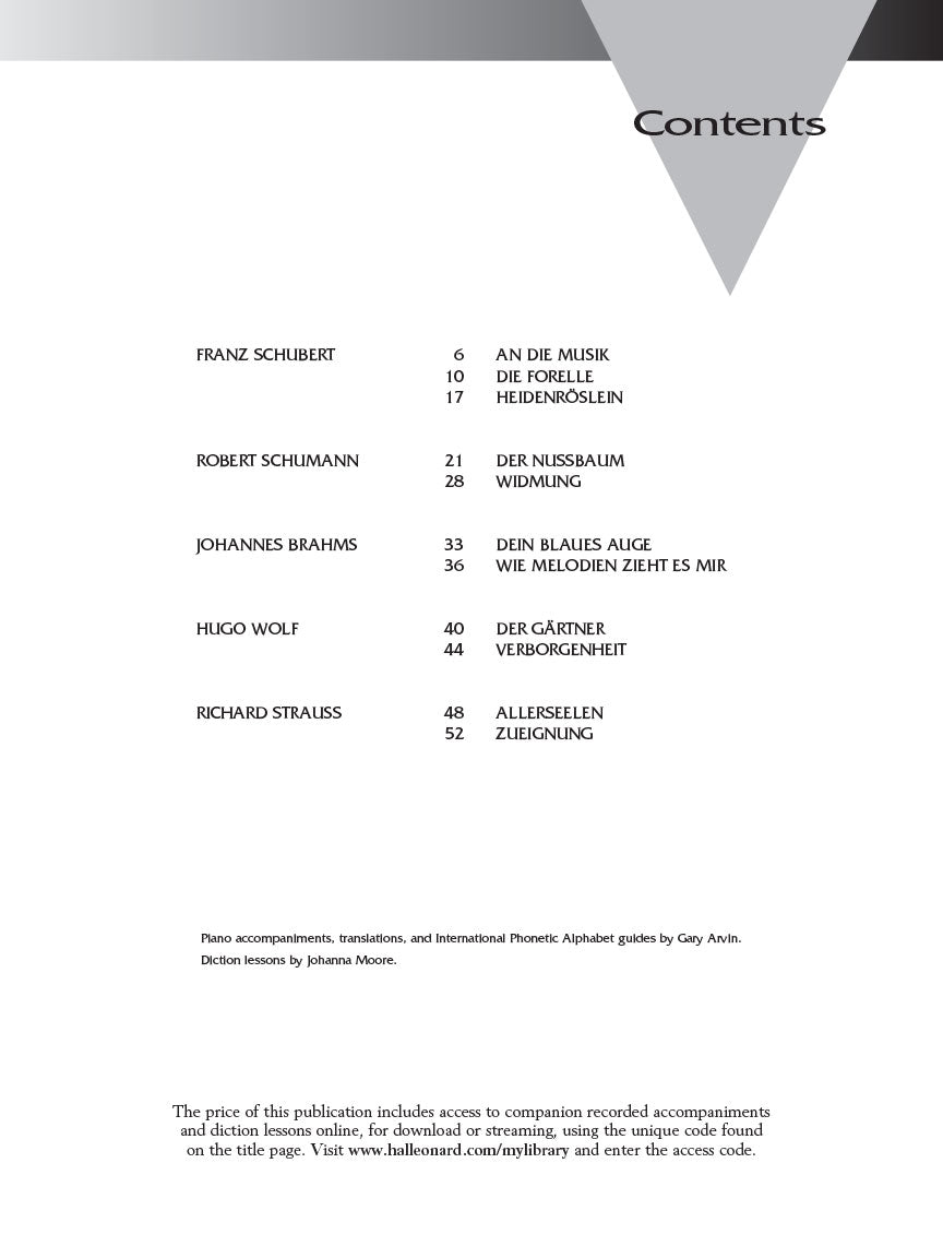 Favorite German Art Songs: Low Voice - Book/Online Audio