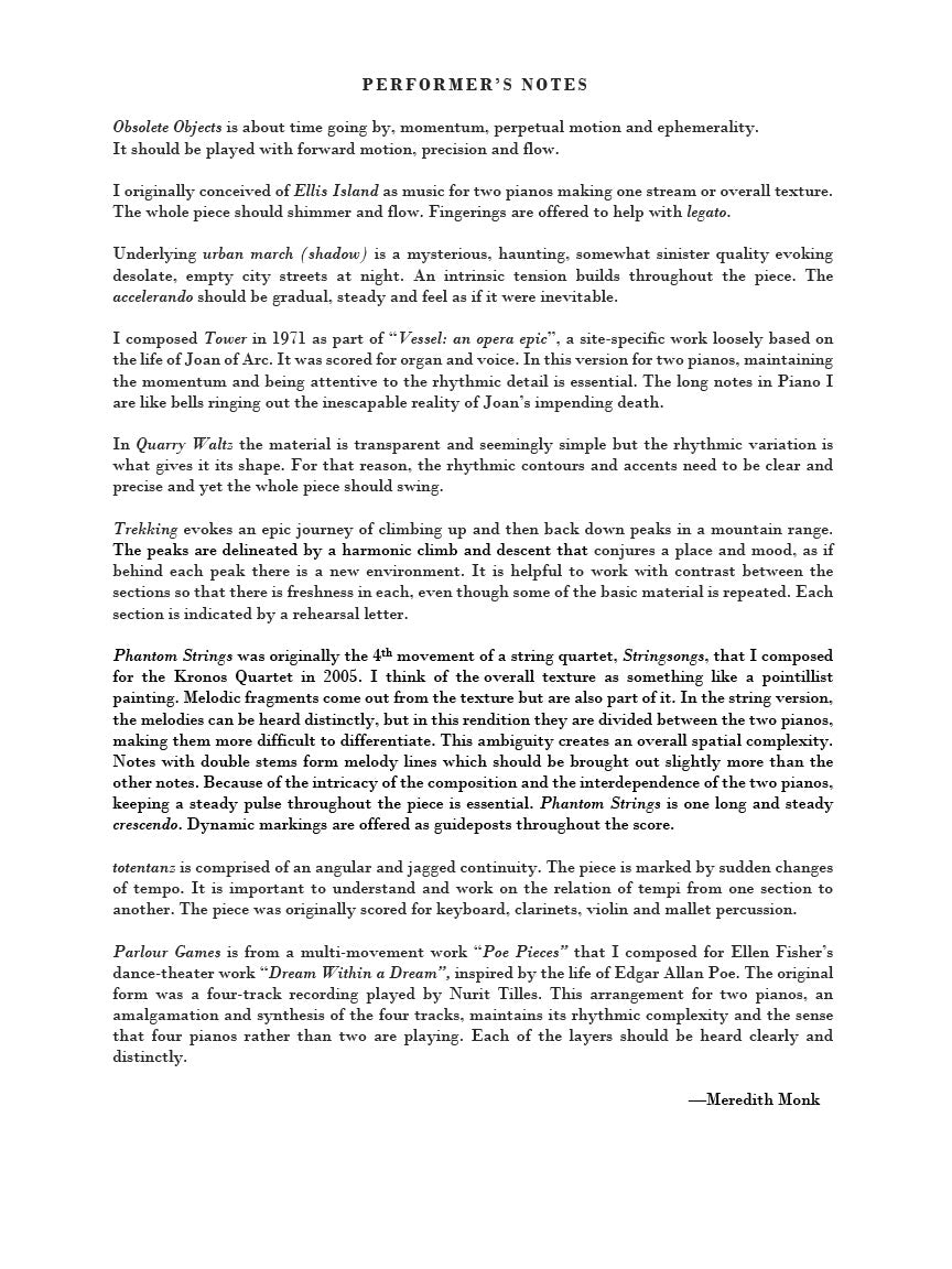 Monk, Meredith - Piano Album II