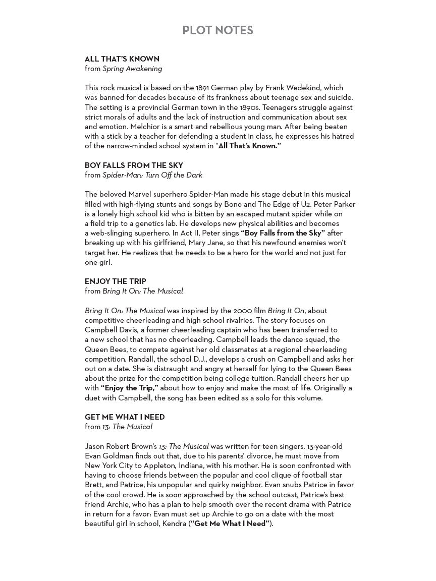 Teen Theatre Songs - Young Men's Edition