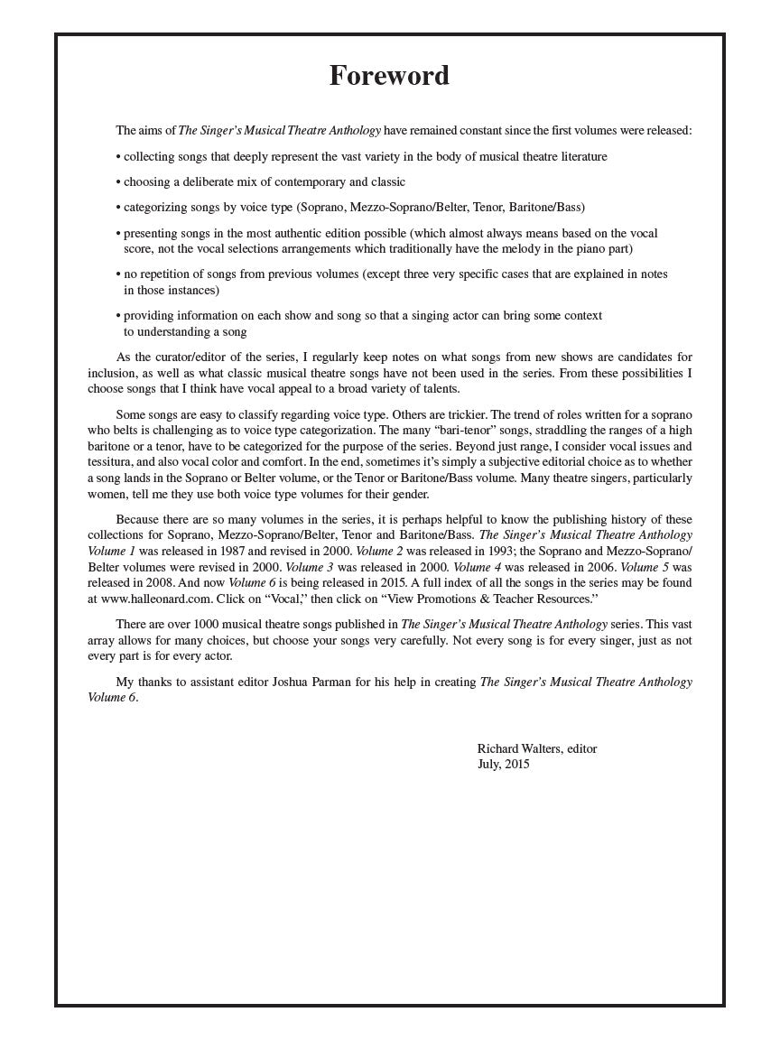 Singer's Musical Theatre Anthology - Baritone/Bass with Recorded Accompaniment Vol 6