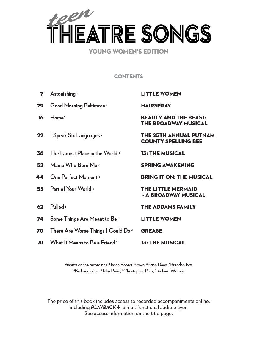 Teen Theatre Songs - Young Women's Edition