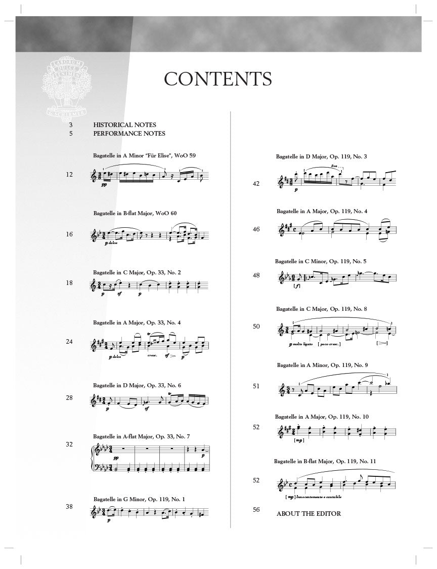 Beethoven Fur Elise and Other Bagatelles - Schirmer Performance Editions