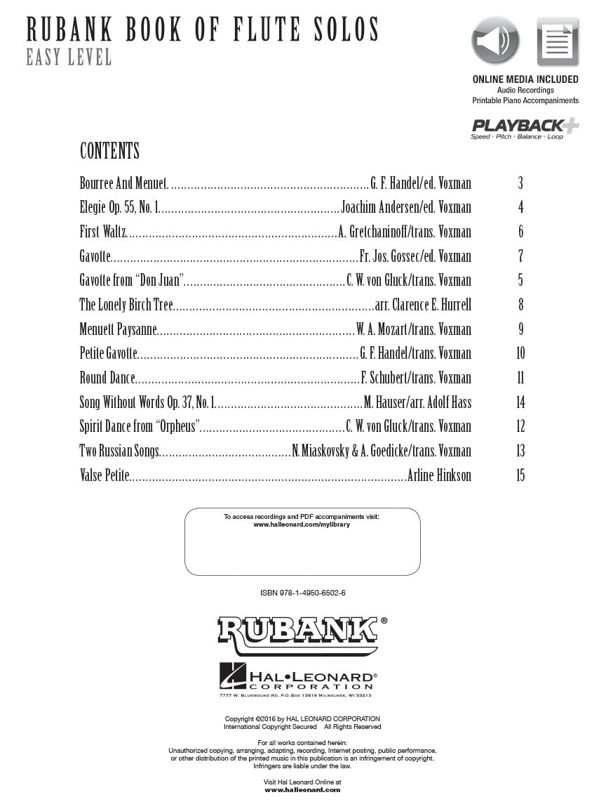 Rubank Book of Flute Solos - Easy Level (incl. online audio access)