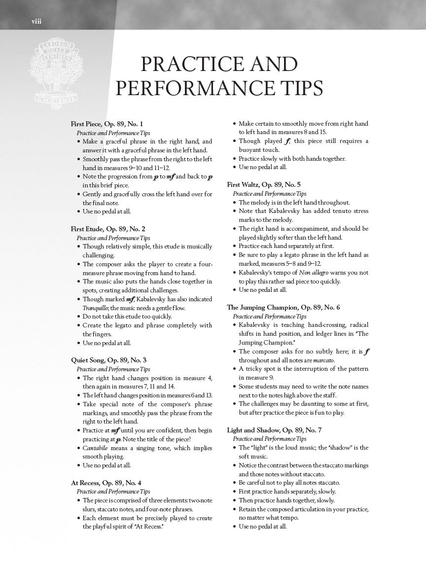 Kabalevsky - 35 Easy Pieces, Op. 89 for Piano - Schirmer Performance Editions