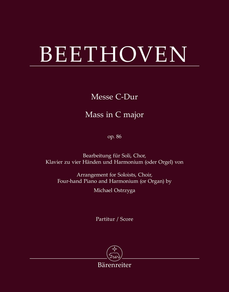 Beethoven: Mass in C Major, Op. 86 arr. for choir & keyboards (Full Score)