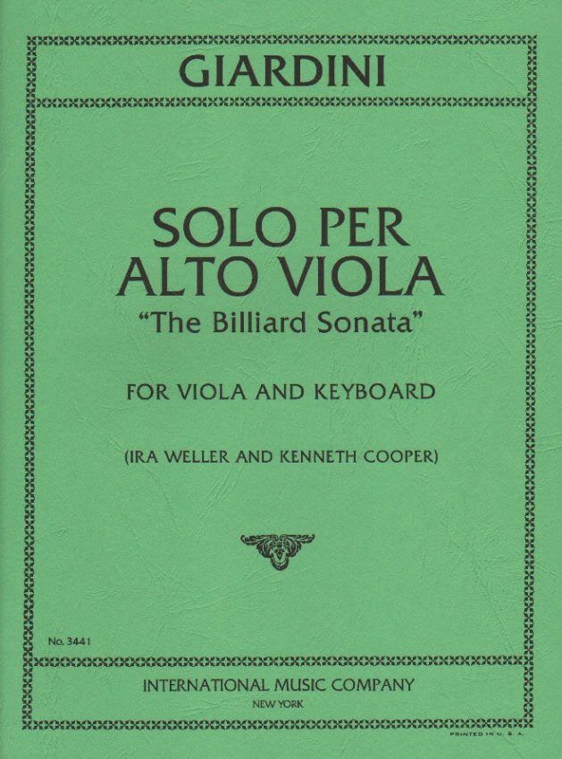 Giardini: Solo per Alto Viola "The Billiard Sonata"